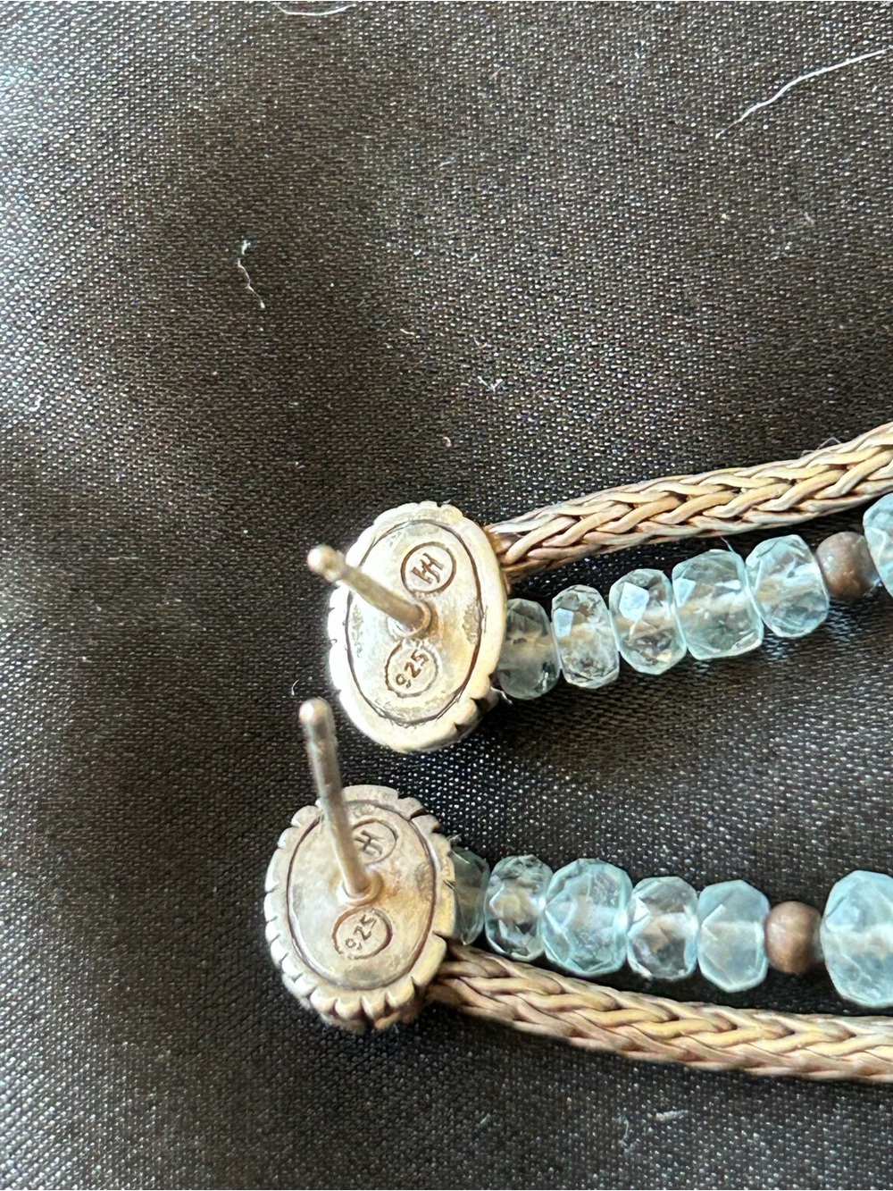 John Hardy Blue stone and 925 silver Beaded Linear Drop Earrings - Picture 3 of 8